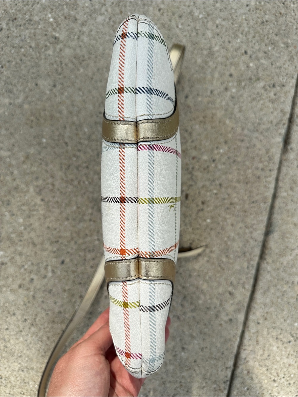 Coach White Multicolor Plaid Crossbody with Gold Accents - Picture 6 of 16